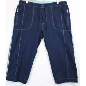 Wilson Capri Activewear Hiking Pants Women L Mesh Zip Pocket Blue Athleisure